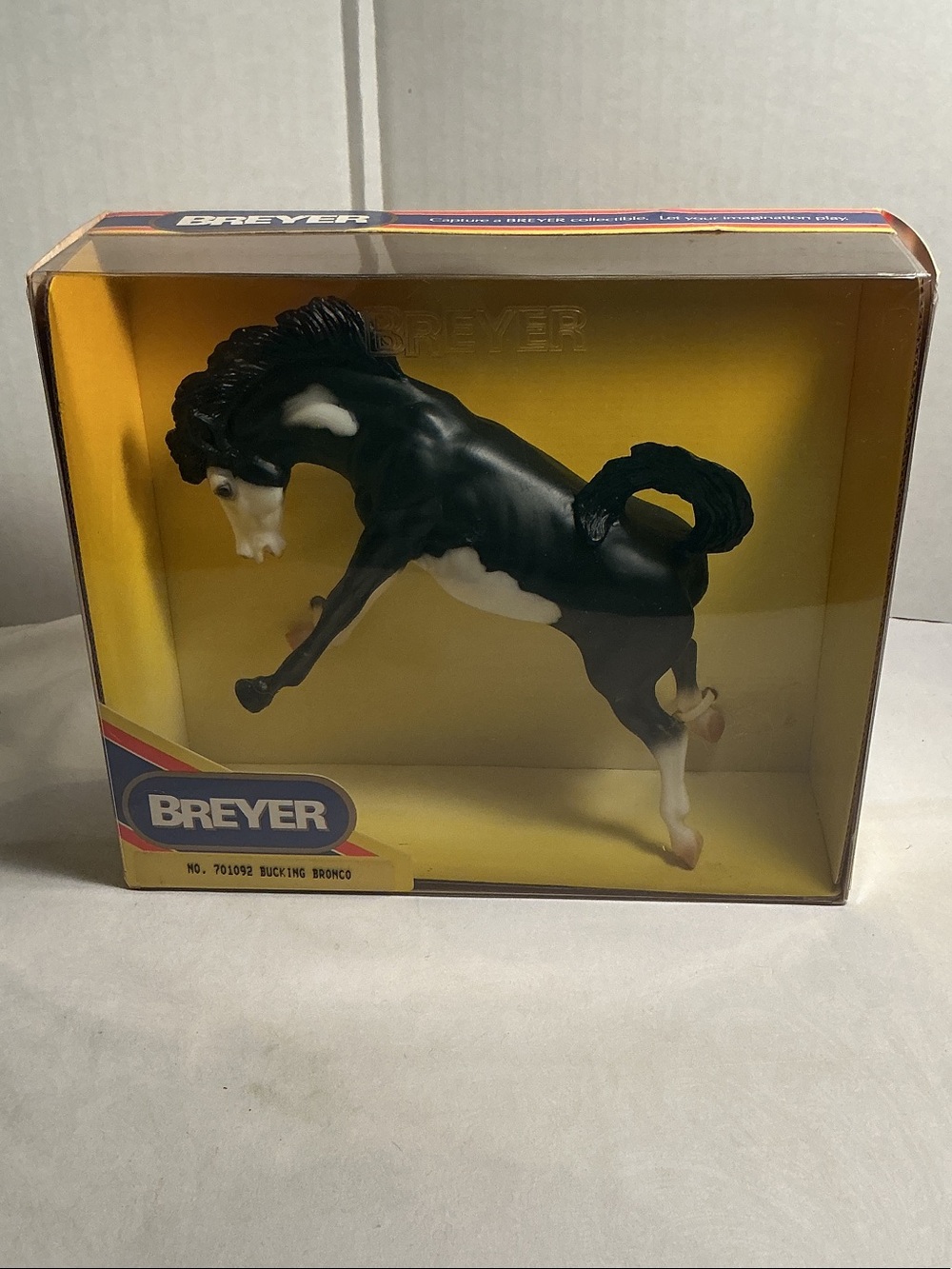 NIB Breyer Black and White Pinto Bucking Bronco Model 701092 in original box